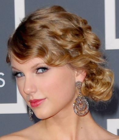 Taylor Swift Romantic Wavy Updo Hairstyles for Wedding 2013