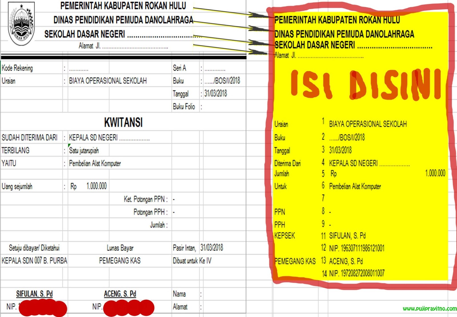 Kwitansi Bos Simpel 2018 Terbaru Puji Prayitno