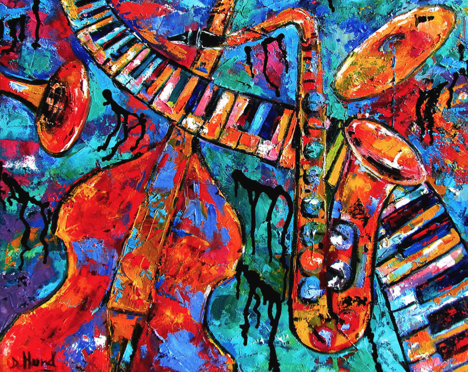Abstract Impressionist Art, Jazz Musicians, “Making Jazz” by Debra Hurd