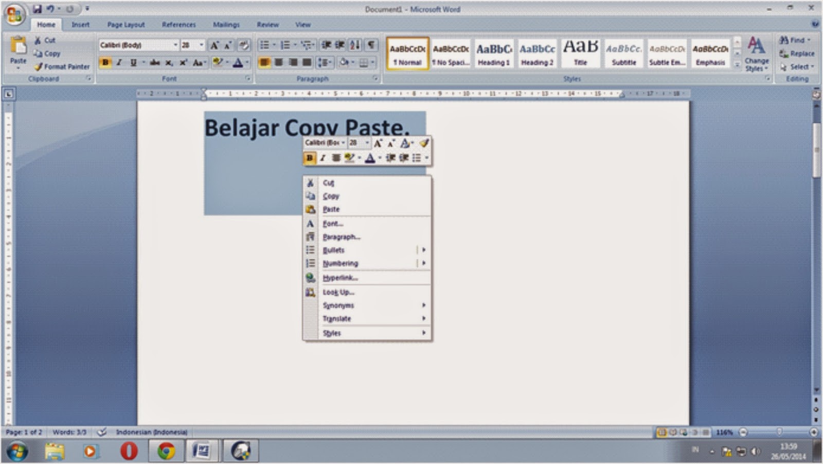 Copy, Cut Dan Paste Dalam Microsoft Word Belajar Microsoft Word