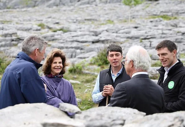 Queen Silvia of Sweden visited a Eco Farm in the village of Ballybornagh in Clare, and visited Burren Smokehouse