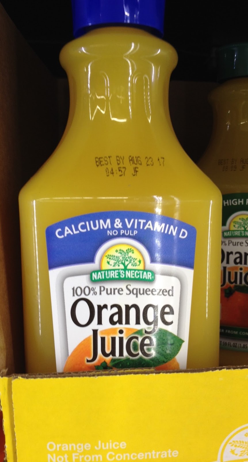 Nature's Nectar Calcium & Vitamin D No Pulp 100 Pure Squeezed Orange