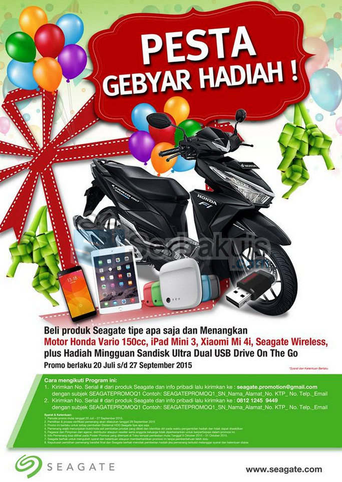 Undian Seagate Pesta Gebyar Hadiah Honda Vario 150cc