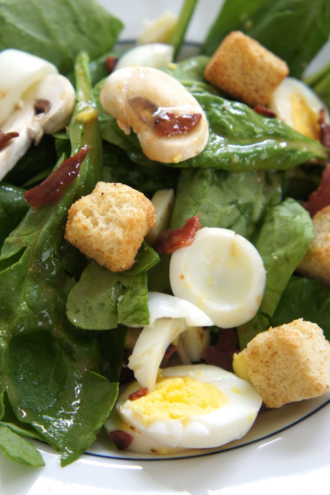 Savory Sweet and Satisfying Spinach Salad with Warm Bacon Dressing