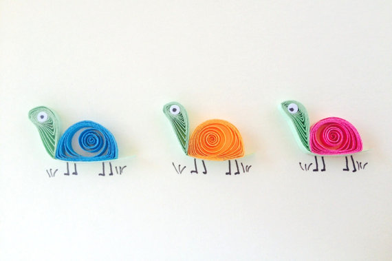 handmade card with simple animal quilled