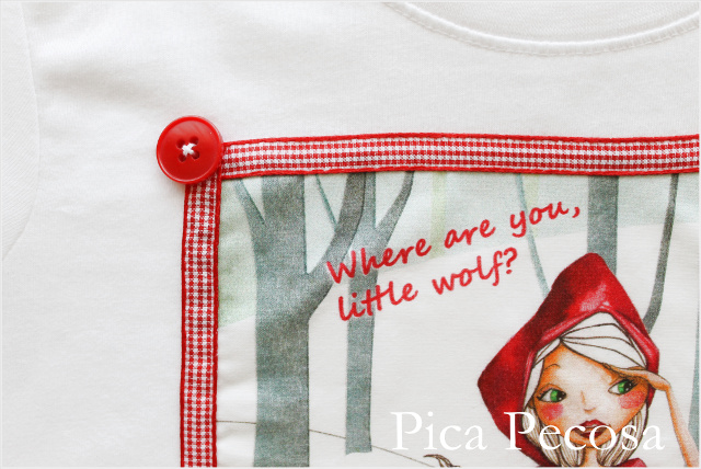 camiseta-personalizada-caperucita-roja-lazo-cuadros-botones-niña-diy