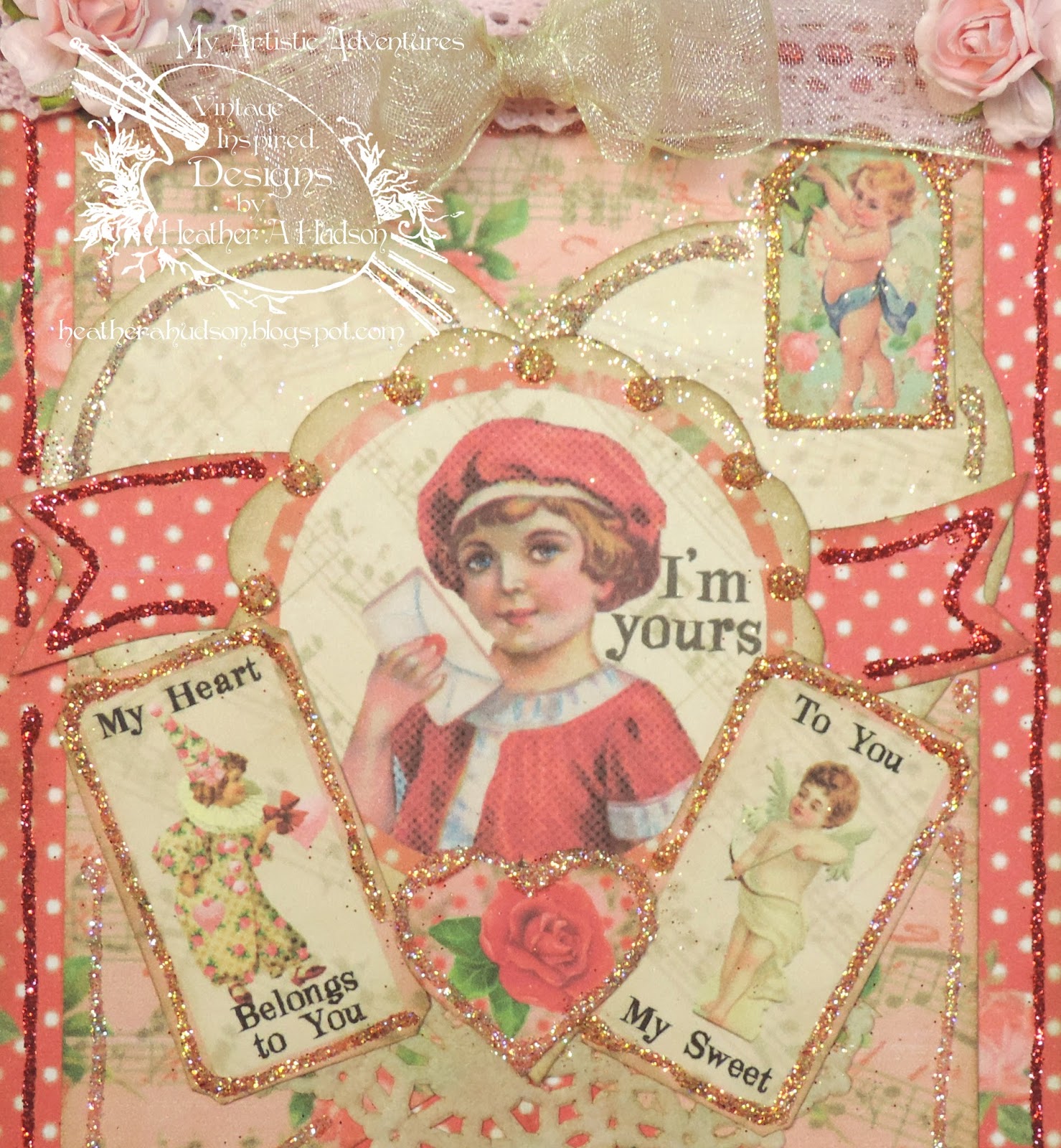 Heather A Hudson: I Love You Pink & Red Banner Piece 2 Tutorial