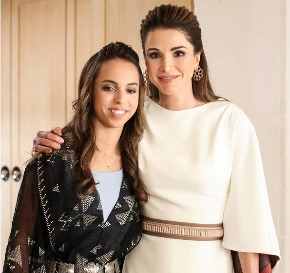 Queen Rania and her daughter Princess Salma attended the national celebrations held at Raghadan Palace