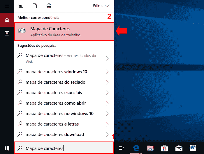 Acessando o Mapa de Caractere do Windows