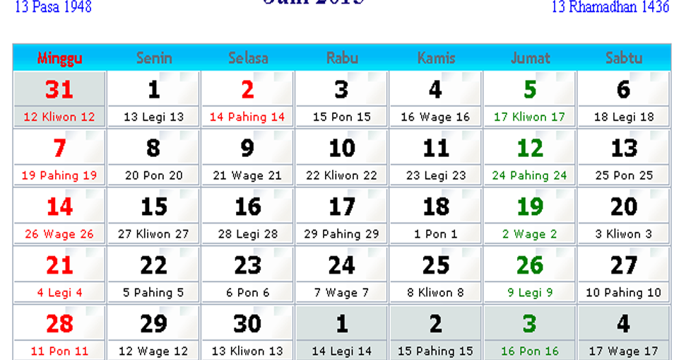 Gaya Terbaru 33+ Kalender Jawa Juli 2019
