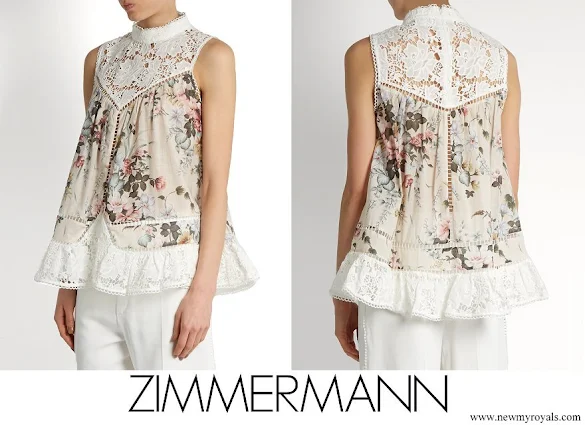 Princess Madeleine wore ZIMMERMANN Aerial Smock floral-print cotton top