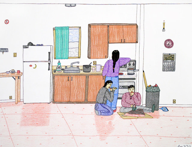 Annie Pootoogook, “Eating Walrus”, 2002-2003 © Annie Pootoogook