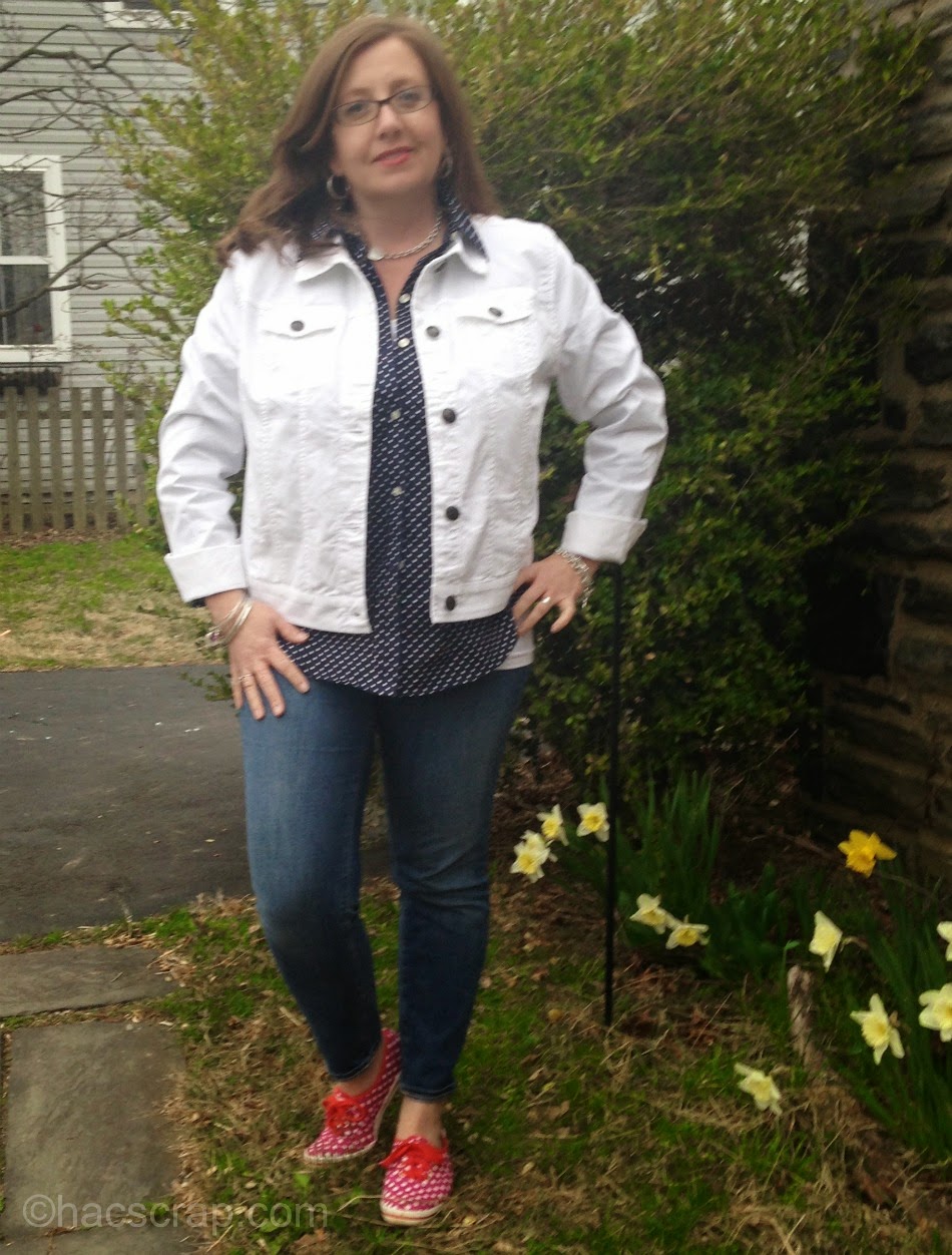 Adding a Light White Cotton Spring Jacket to Style a Layered Look