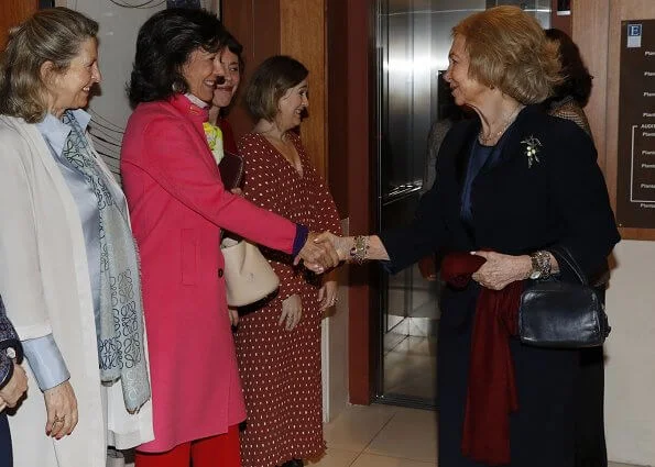 Isabel Díaz Ayuso and Queen Sofia of Spain attends a meeting with Board of Superior School Of Music 'Reina Sofia' in Madrid