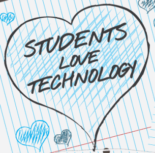 heart with the words Students Love Technology