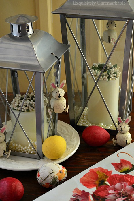 Metal Lanterns Decorated For Easter