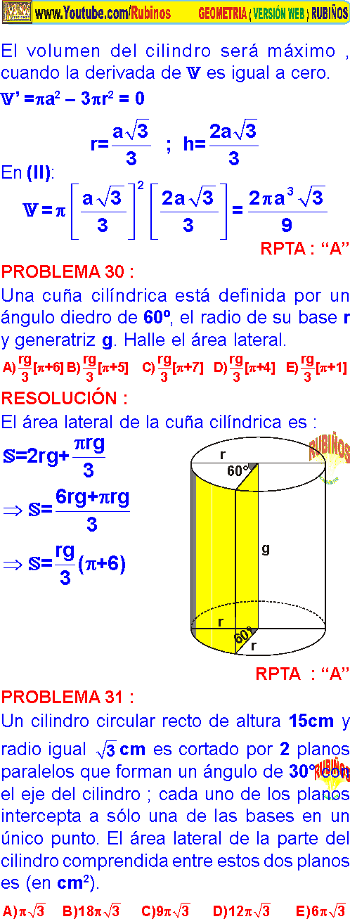 Ejercicios de tronco de cilindro