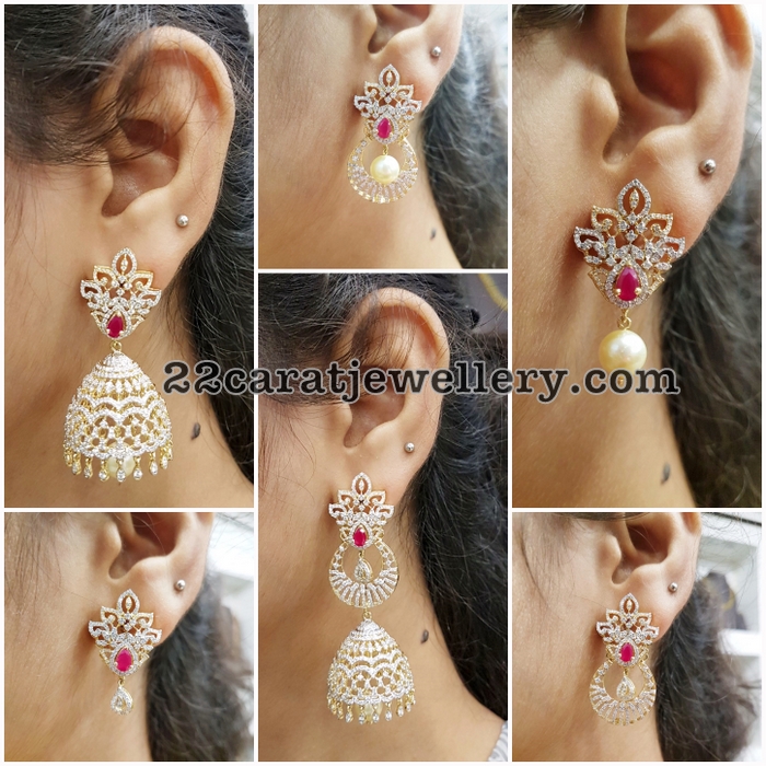 Multiple Ways Use Diamond Earrings Jewellery Designs