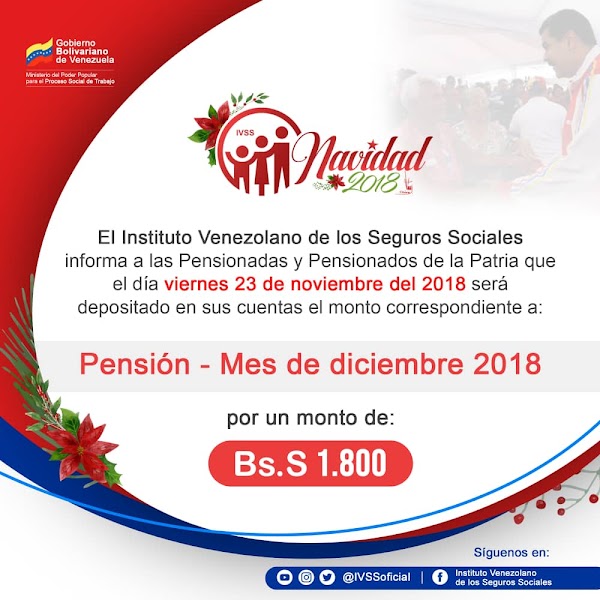 IVSS depositará este viernes monto de pensiones IVSS depositará este viernes monto de pensiones