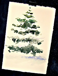 snow pine tree covered snowy studio demo watercolor christmas cards card simple watercolour painted painting trees hand water homemade handpainted