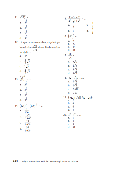MATERI MATEMATIKA DAN SOAL MATEMATIKA: bilangan berpangkat dan Bentuk akar
