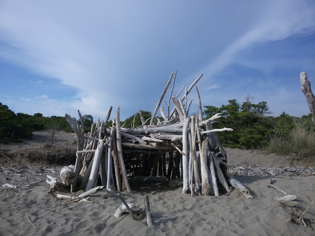 A big beach hut on the Maremma regional  park beach