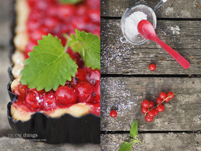 Johannisbeer Tarte Obstkuchen mit Puderzucker