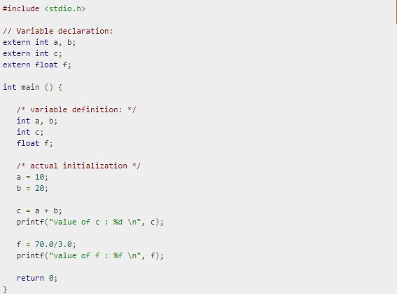 Programing Language C: Variables Program