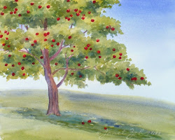 apple tree painting watercolor paintings trees apples watercolour oil field zehoriginalart scenery flowers watercolors