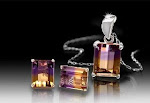 Set of Ametrine gemstone pendant and earrings in silver