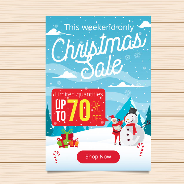 Merry Christmas Banner Sale Illustration Free Vector