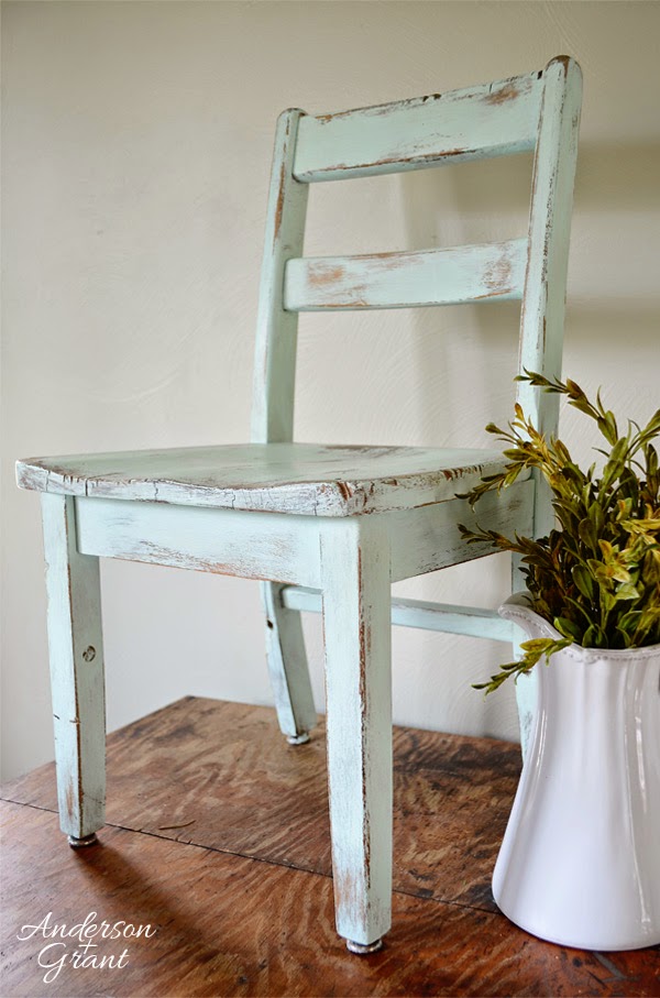 Hand painted and distressed kid's chair from www.andersonandgrant.com