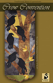Crow Convention Wool Applique Wallhanging 12" x 30"