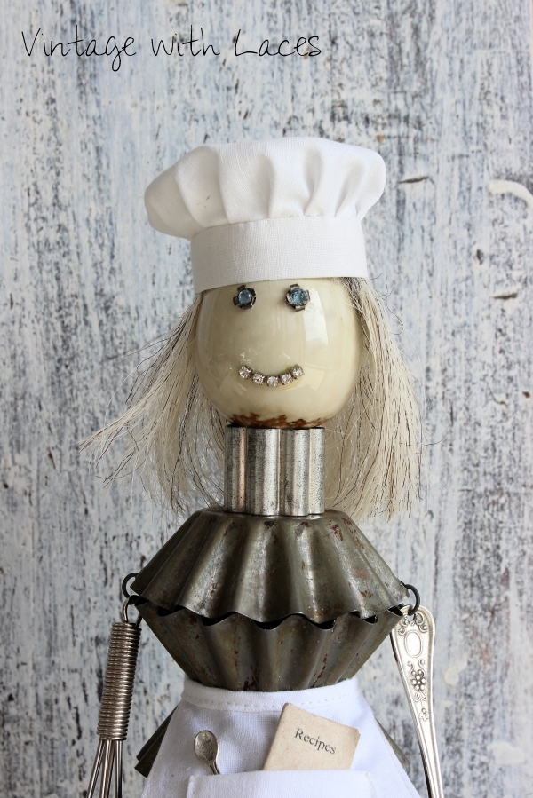 Found Object Sculpture: Pastry Chef Abby Sugarbaker by Vintage with Laces