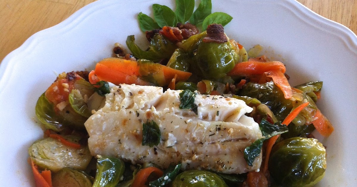 Points In My Life Baked Haddock with Sautéed Bacon Brussels Sprouts