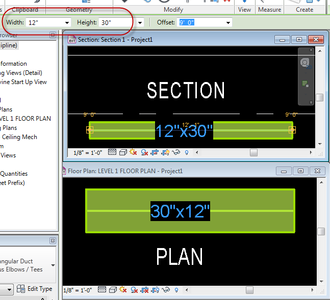 CAD Shack Duct Width and Height