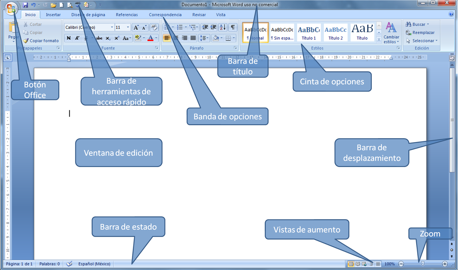 Informática Iv Pantalla De Word 2007 Y Sus Elementos