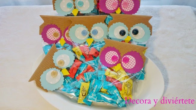 chuches , búhos , bolsas chuches , comuniones , bodas 