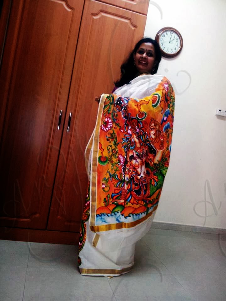 29 KERALA MURAL DESIGNS IN SAREES, KERALA DESIGNS MURAL IN SAREES Mural