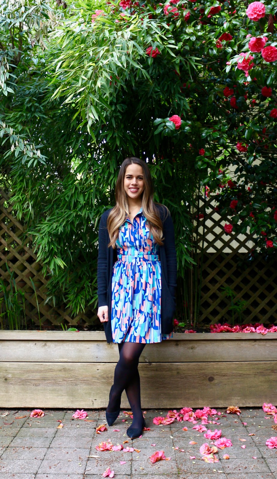 Jules in Flats - Collared Dress with Cardigan (Business Casual Spring Workwear on a Budget) 