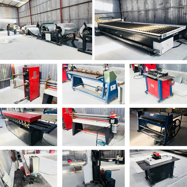 Các loại máy móc sản xuất ống gió tại xưởng Kaiyo