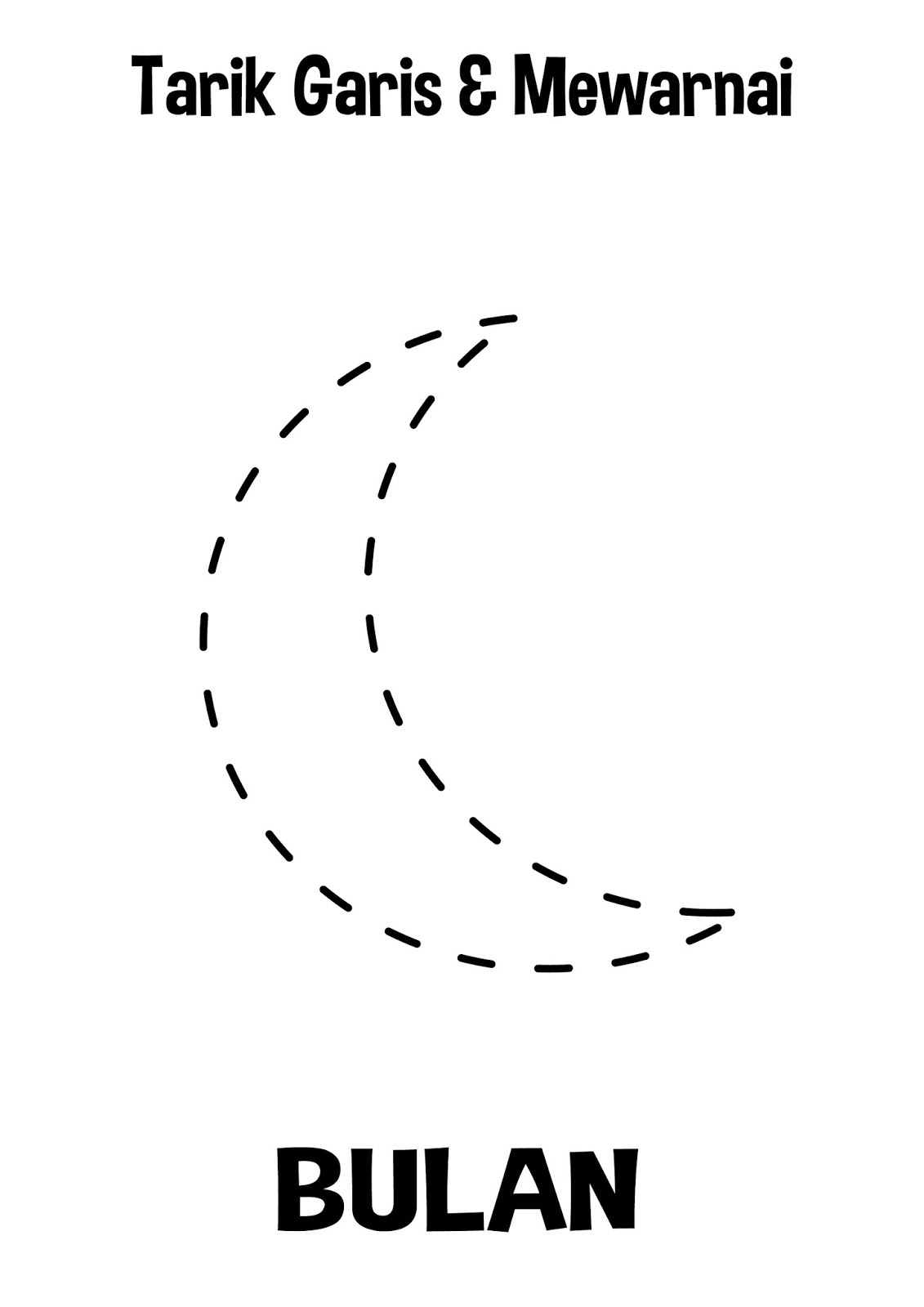 Tarik garis dan mewarnai gambar bulan