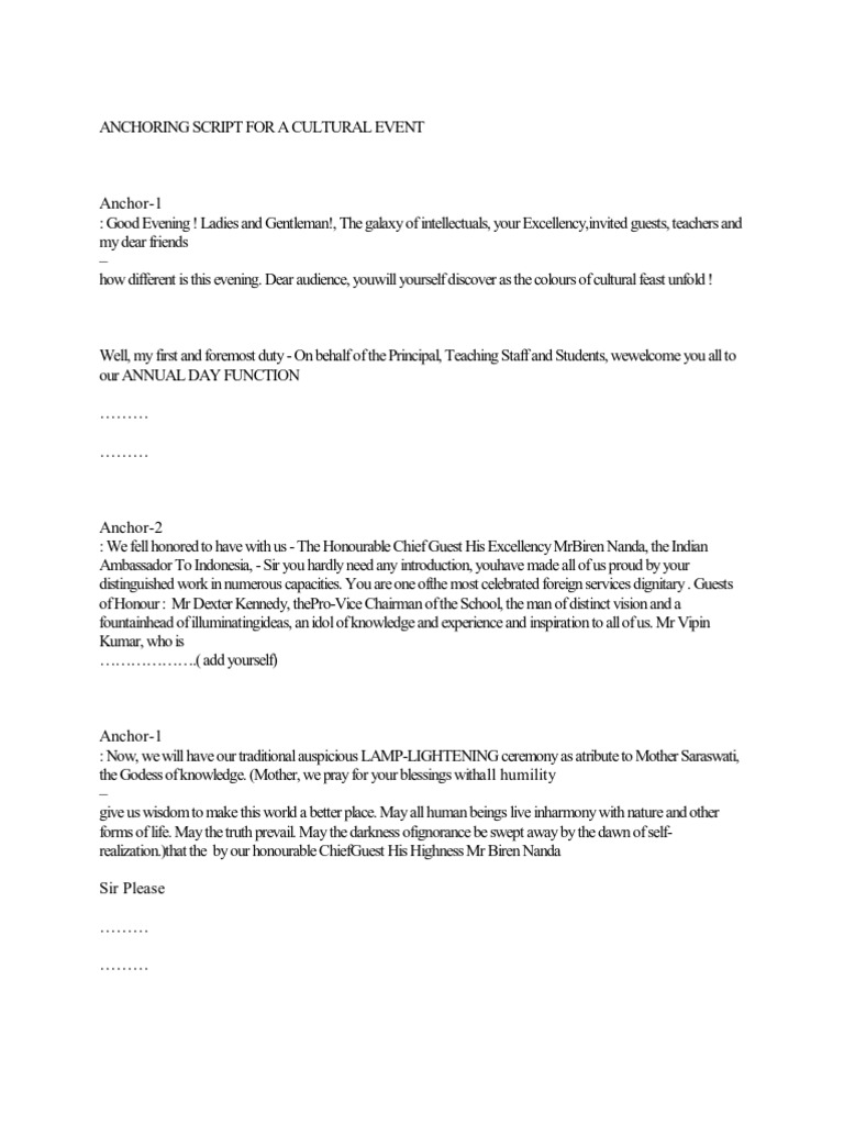 Anchoring script for a talent show image