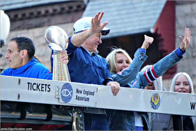 Bill Belichick en el Desfile de los Patriots por la Celebración de la Super Bowl LIII