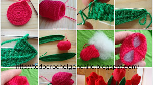 Tulipanes tejidos al crochet paso a paso