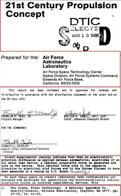 Sistema di propulsione utilizzato da alcuni prototipi di UFO terrestri (Documento)