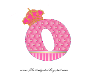 Alfabeto con Corona Dorada y Rosa. Pink Alphabet with Golden and Pink Crown.