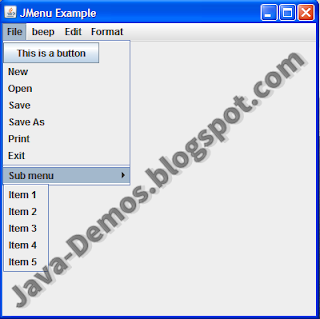 Screenshot of JMenu Example