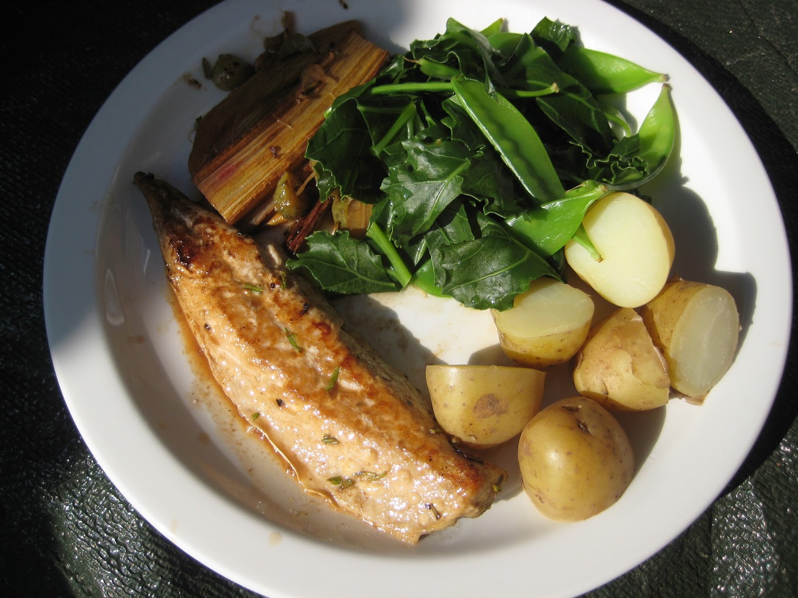 Lemon and Cheese Fresh mackerel with roasted rhubarb