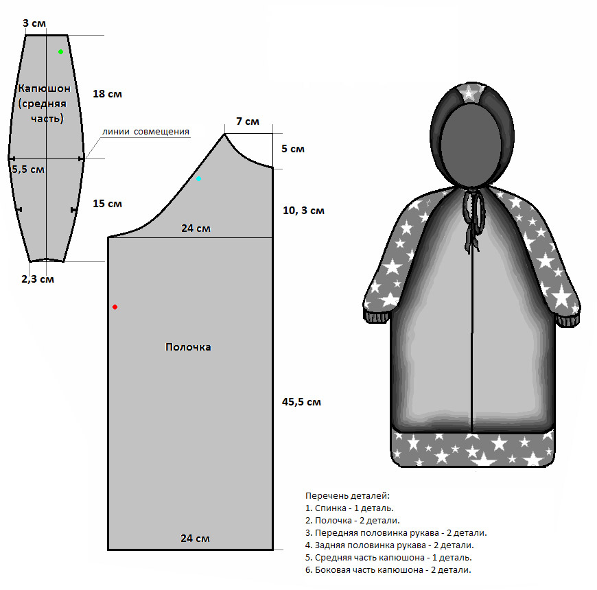 мешка-комбинезона на детей грудного возраста со схемой выкройкой